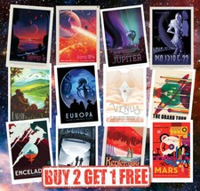 Listing image for Nasa Retro Vintage Style Sci-fi Space Travel Planets Posters - A4/A3/A2/A1