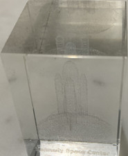 Listing image for Kennedy Space Center Crystal Glass Paperweight Souvenir Space Shuttle NASA