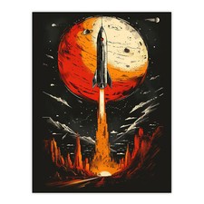 Listing image for Rocket Launch Alien Planets Space Exploration Wall Art Poster Print